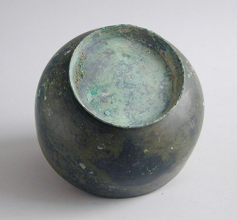 Fine Korean Koryo Dynasty Bronze Bowl, Spoon &amp; Chopsticks