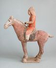 Fine Chinese Tang Dynasty Painted Pottery Horse & Rider