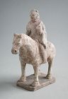 Rare Chinese Northern Zhou Dynasty Painted Pottery Horse & Rider