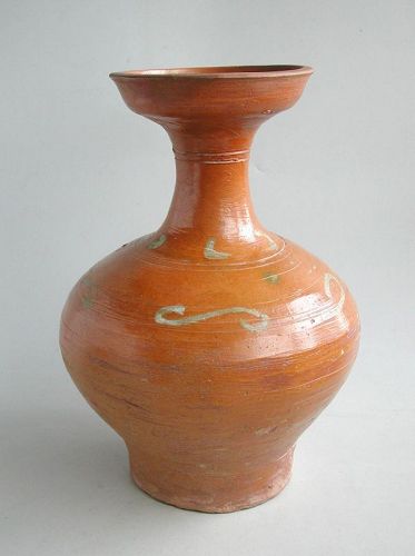 Rare Tall Chinese Eastern Han Dynasty Decorated Glazed Jar