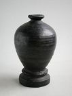 Rare Chinese Yuan Dynasty Burnished Black Pottery Meiping