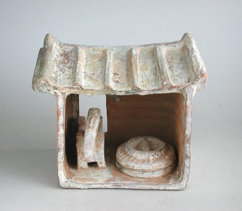 Rare Chinese Han Dynasty Glazed Pottery Milling Shed *SALE*