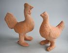 Fine Rare Large Chinese Han Dynasty Chicken & Cockerel