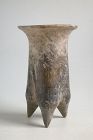 Fine Tall Chinese Neolithic Xiajiadian Burnished Pottery Li Tripod