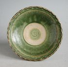 Rare Vietnamese 14th Century Green Glazed Stoneware Bowl / Dish