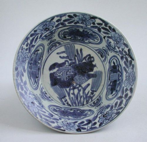Fine & Rare Large Chinese Ming Dynasty Blue & White Swatow Bowl
