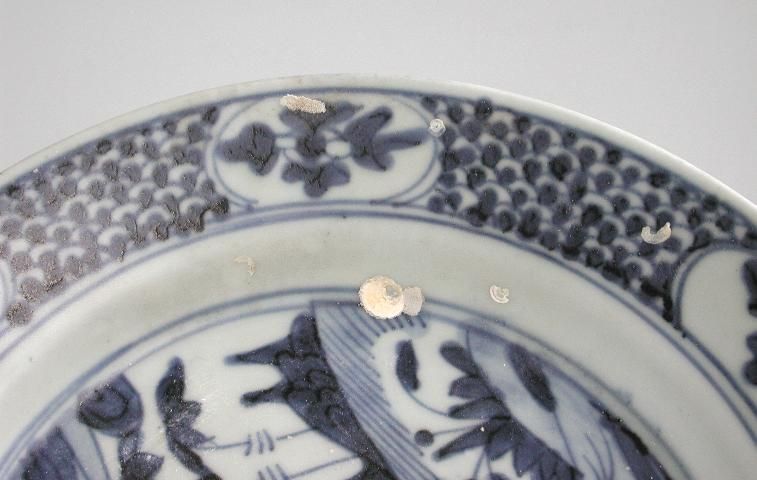 Large Chinese Ming Dynasty Blue &amp; White Porcelain Dish - Phoenix SALE
