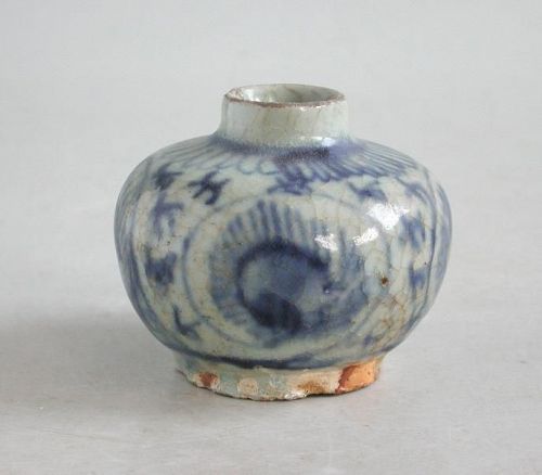 Chinese Ming Dynasty Blue & White Porcelain Jarlet - 16th Century