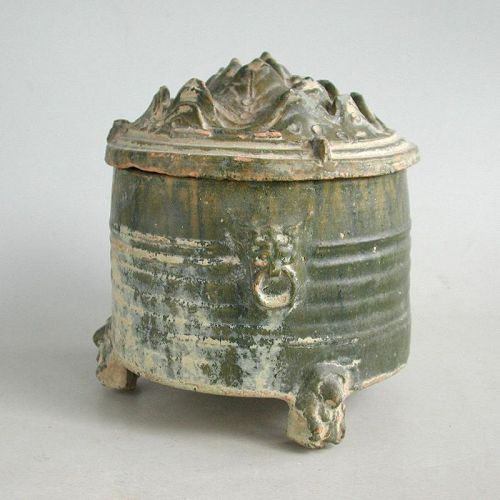 Chinese Han Dynasty Glazed Pottery Hill Jar (repaired)