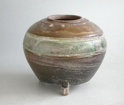 SALE Chinese Eastern Han Dynasty Green & Brown Glazed Granary Jar