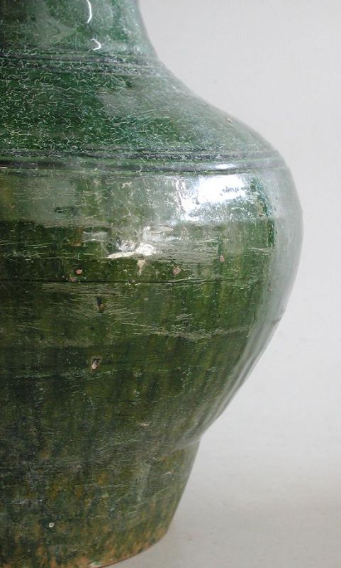 Tall Chinese Han Dynasty Glazed Pottery Hu Jar