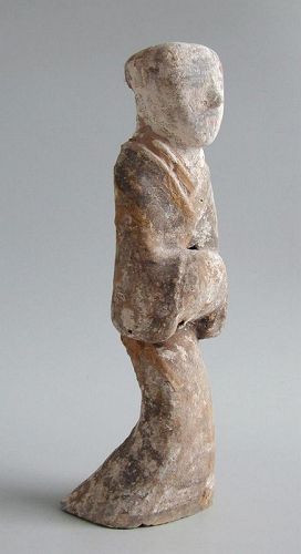 Chinese Western Han Dynasty Painted Pottery Attendant Figure