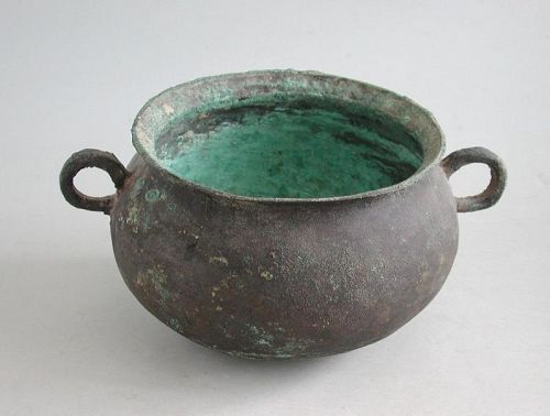 Rare Large Chinese Western Han Dynasty Bronze Cauldron / Jar