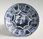 Chinese Kangxi Blue & White Porcelain Dish (Kraak)