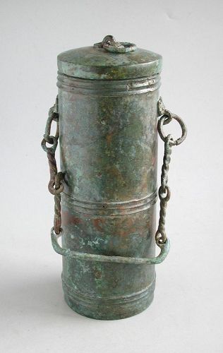 SALE Chinese Western Han Dynasty Cylindrical Bronze Box