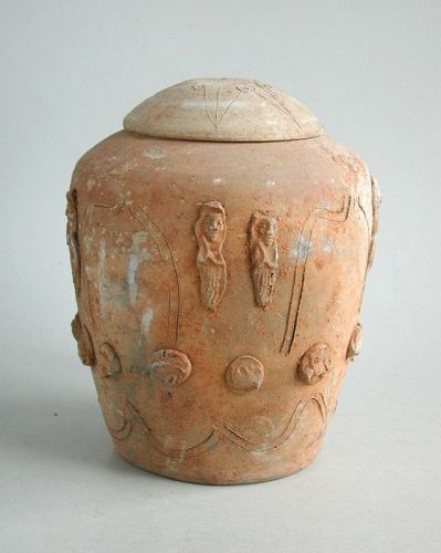 Chinese Song / Yuan Dynasty Buddhist Pottery Zodiac Jar with Sanskrit