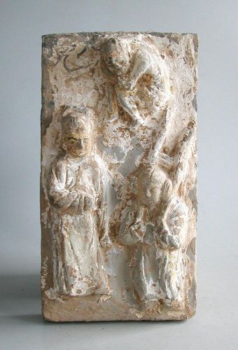 SALE Chinese Jin Dynasty Painted Pottery Filial Piety Tile - Yuan Gu