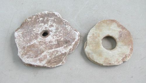 Two Small Chinese Neolithic Stone Discs