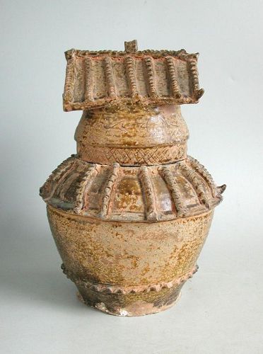 Rare Large Chinese Song Dynasty Stoneware Granary Jar & Cover