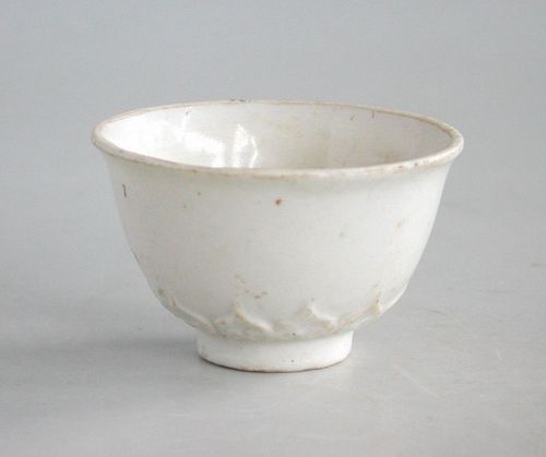 Rare Chinese Ming Dynasty Monochrome Moulded Porcelain Wine Cup