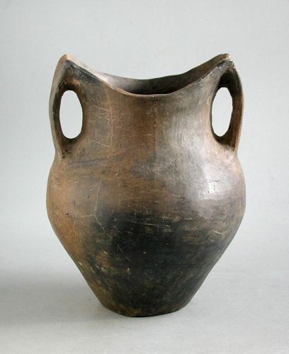Fine Chinese Neolithic Siwa Culture Burnished Black Pottery Jar SALE