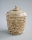 Khmer 12th/13th Century Glazed Incised Stoneware Covered Jar