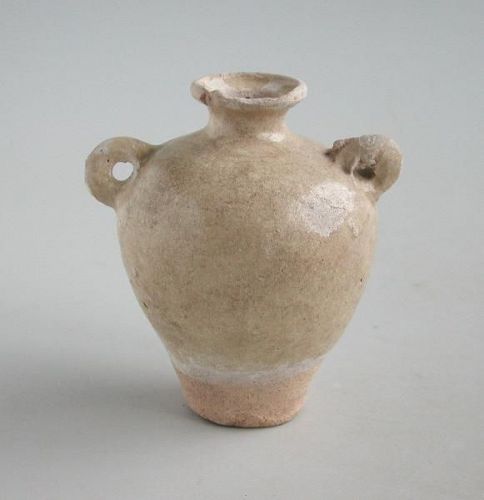 Cambodian Khmer 9th - 10th Century Glazed Stoneware Bottle