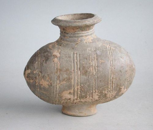 Very Rare Chinese Han Dynasty "Baby" Pottery Cocoon Jar