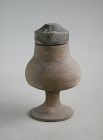 Rare Chinese Warring States Covered Pottery Stem Jar (475 - 221 BC)