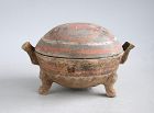 Chinese Western Han Dynasty Painted Pottery Ding Tripod