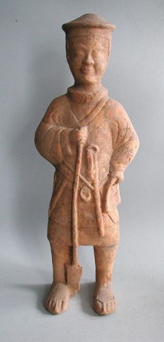 Tall Chinese Eastern Han Dynasty Sichuan Pottery Farmer (AD 25 - 220)