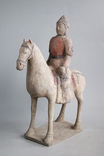 SALE Chinese Northern Dynasties Pottery Horse &Armoured Rider +TL Test