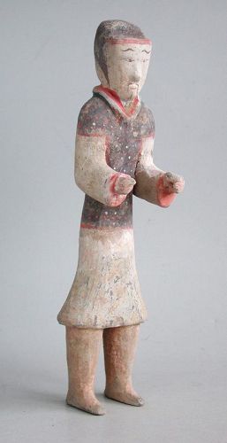 Fine Chinese Western Han Dynasty Painted Pottery Groom Figure