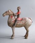 Fine Chinese Han Dynasty Pottery Horse & Rider (206 BC - AD 8)