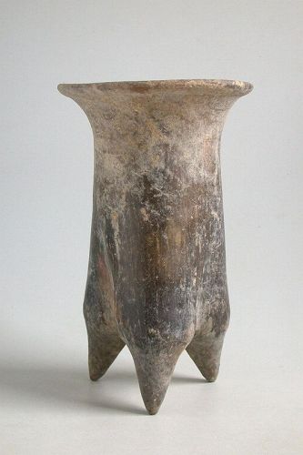 Fine Tall Chinese Neolithic Xiajiadian Burnished Pottery Tripod