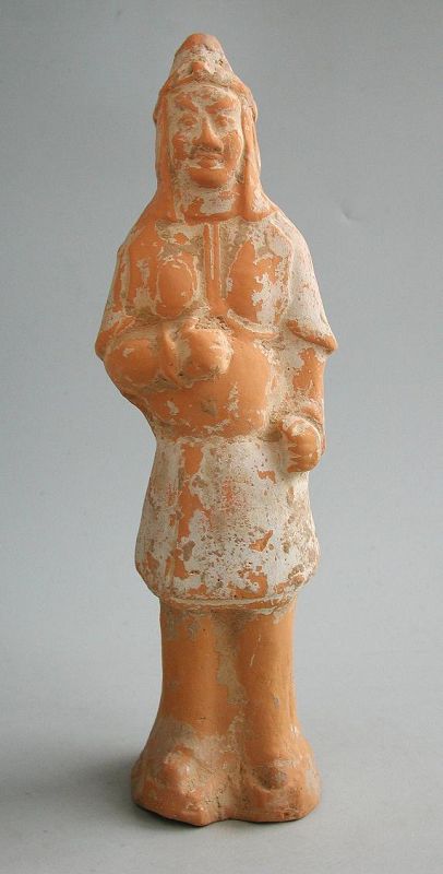 Chinese Tang Dynasty Painted Pottery Warrior Figure (30cm / 12")