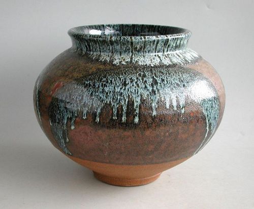 Fine Large Glazed Stoneware Jar Studio Pottery - Malcolm Pepper