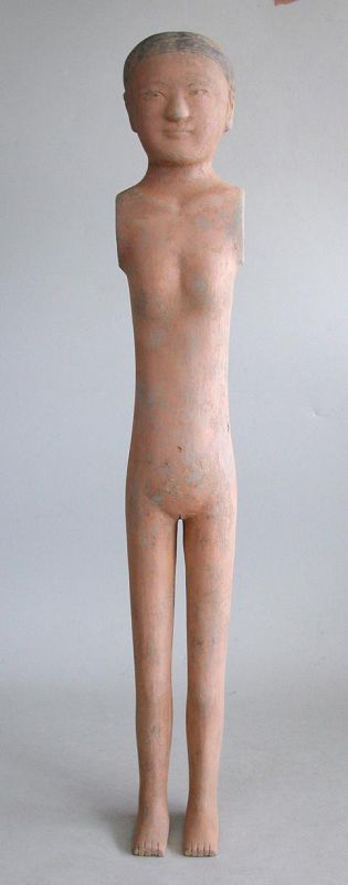 Fine Tall Chinese Western Han Dynasty Pottery "Stick" Girl