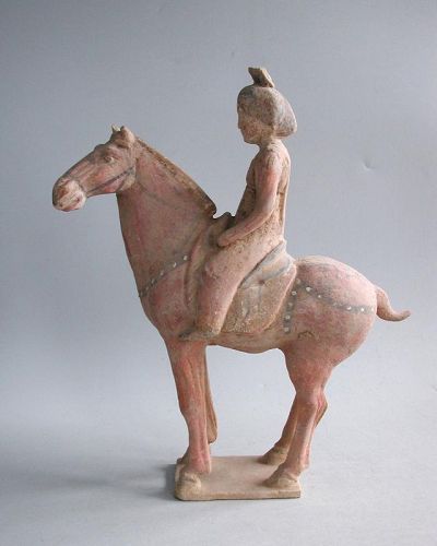 Fine Chinese Tang Dynasty Pottery Horse & Lady Rider (36cm)