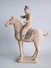 Tall Chinese Tang Dynasty Painted Pottery Horse & Rider + TL Test