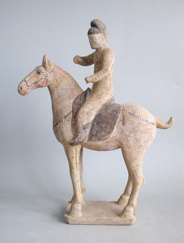 Tall Chinese Tang Dynasty Painted Pottery Horse & Rider + TL Test