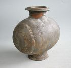 SALE Chinese Han Dynasty Incised & Burnished Pottery Cocoon Jar
