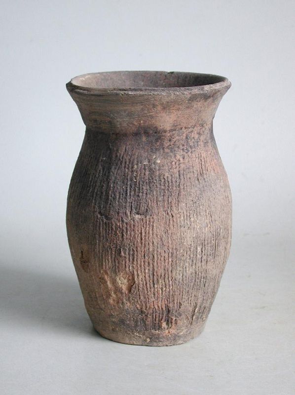 Chinese Neolithic Qijia Culture Cord-Impressed Pottery Jar