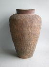 Rare Tall Chinese Warring States Impressed Pottery Jar (475 - 221 BC)