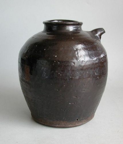 Large Chinese Ming Dynasty Stoneware Jar with Spout