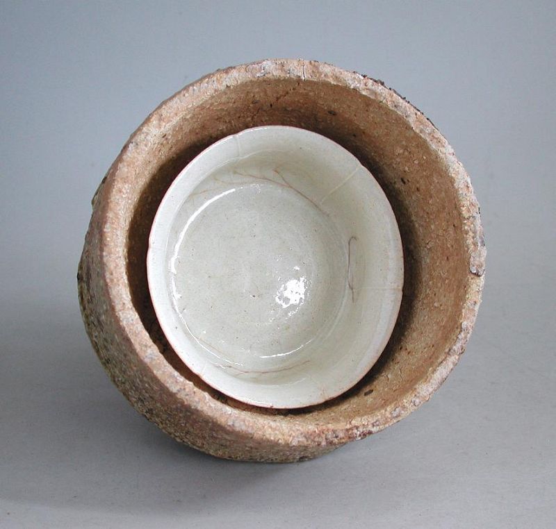 Chinese Song Dynasty Qingbai Porcelain Bowl in Kiln Saggar