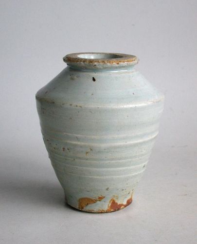 Chinese Ming Dynasty Celadon Glazed Porcelain "Bullet" Jar