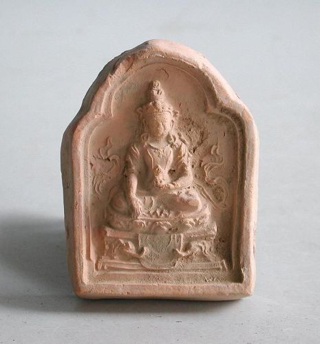 Ancient Chinese Buddhist Pottery Amulet - Ming Dynasty