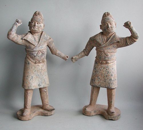 Pair Large Chinese Tang Dynasty Pottery Figures with Oxford TL Test