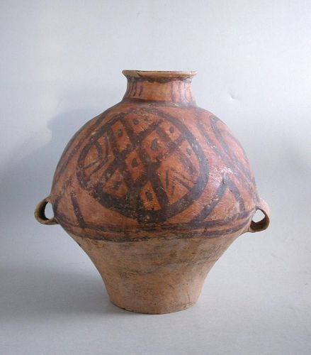 Large Chinese Neolithic Machang Painted Pottery Jar - Liuwan Type